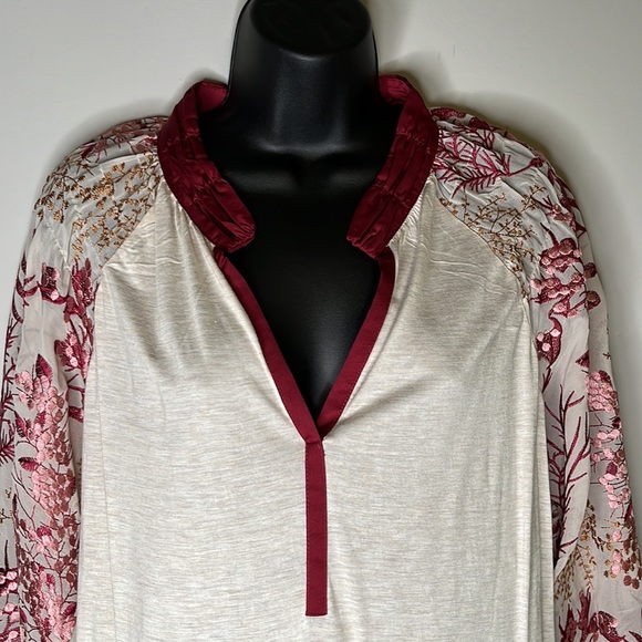 COPY - Boho Balloon Embroidered Sleeve Tunic Top - Picture 2 of 7